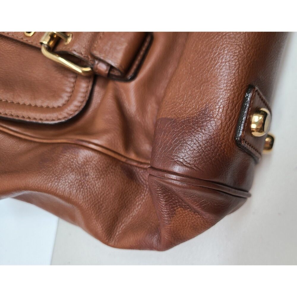 Marc Jacobs Brown Leather Satchel Bag Push Lock Top Handle Made in Italy - Picture 11 of 12